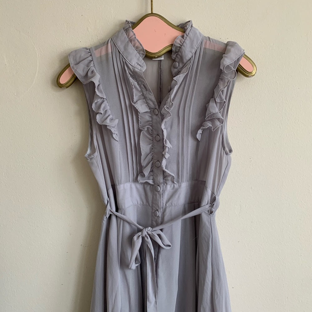 Moon Collection Gray Ruffle Sleeveless Dress - Picture 2 of 13